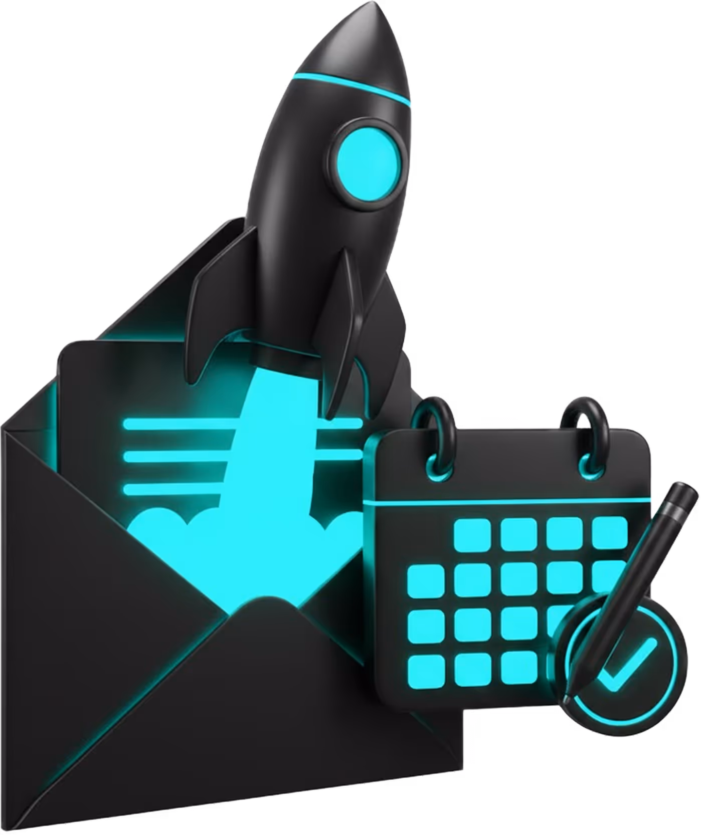 3d Illustration of rocketship and calendar